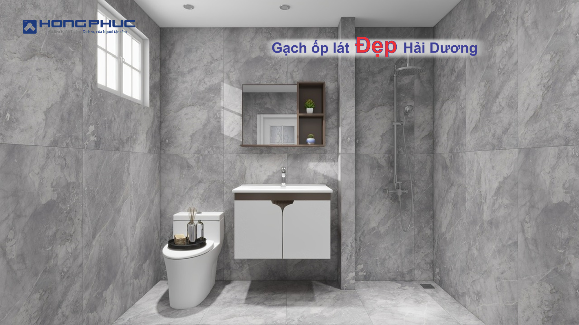 Gạch khổ lớn ốp lát phòng tắm