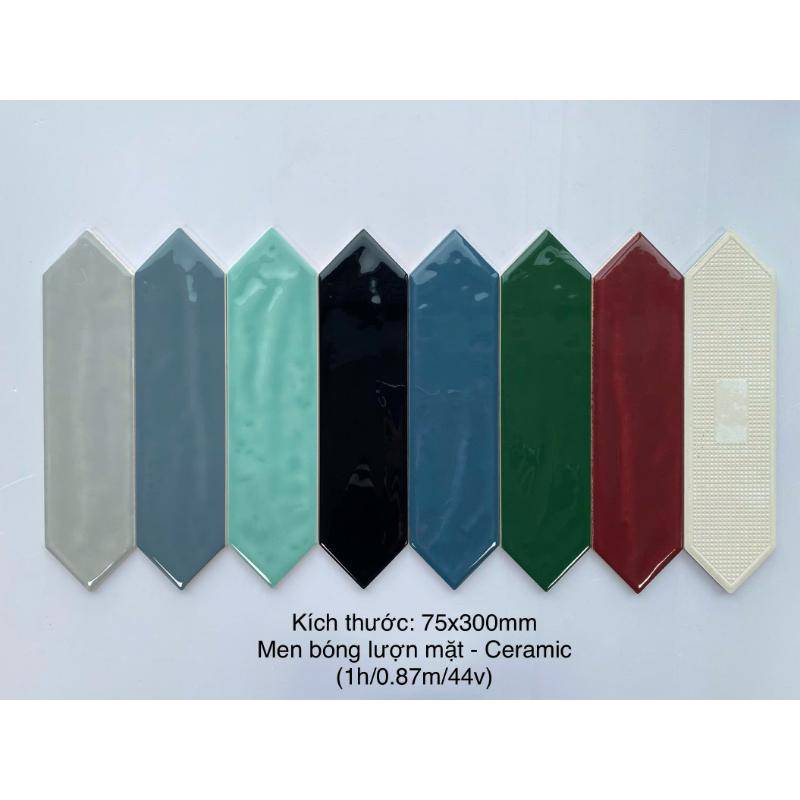 Gạch thẻ mũi tên KT 75×300 xanh nhạt 2 Gạch thẻ mũi tên KT 75×300 xanh nhạt 2